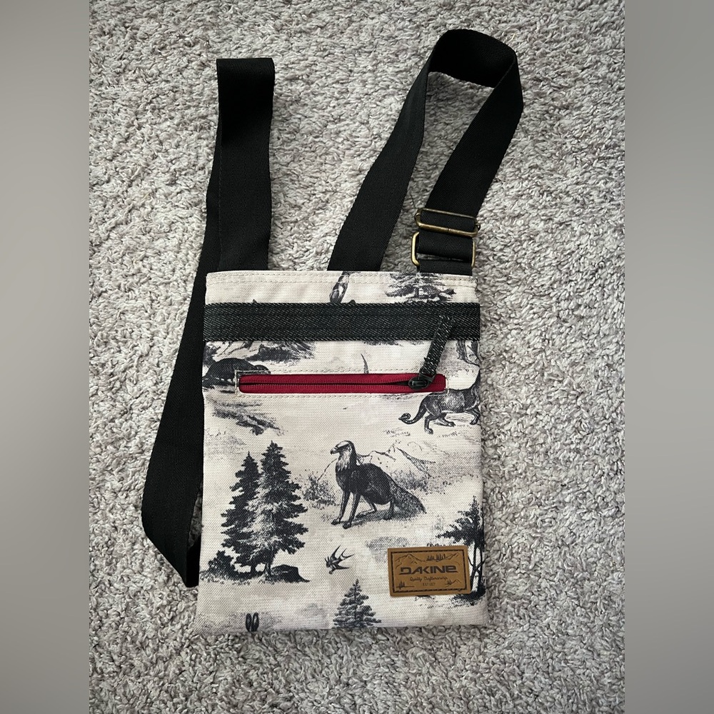 Dakine Black and Cream Messenger Bag with Red Accent